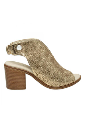 Mammamia D25Ys-2915 Günlük Kalin Topuklu Altın Kadın Sandalet