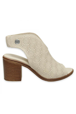 Mammamia D25Ys-2915 Günlük Kalin Topuklu Krem Kadın Sandalet