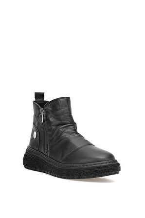 Mammamia D25kb-1005 - B Kadın Hakiki Deri Günlük Comfort Bot Siyah