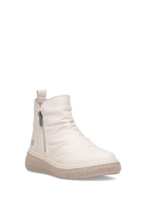 Mammamia D25kb-1005 - B Kadın Hakiki Deri Çift Fermuarlı Günlük Comfort Bot Kemik