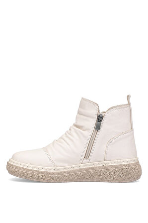 Mammamia D25kb-1005 - B Kadın Hakiki Deri Çift Fermuarlı Günlük Comfort Bot Kemik