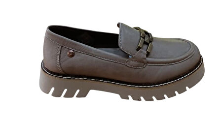 Mammamia D25ka-3235 Kadın Hakiki Deri Tokalı Loafer Günlük Casual Ayakkabı Vizon