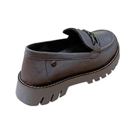 Mammamia D25ka-3235 Kadın Hakiki Deri Tokalı Loafer Günlük Casual Ayakkabı Vizon