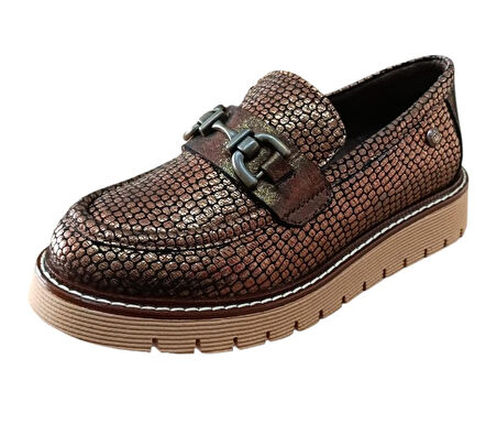 Mammamia D25ka-3240 Kadın Hakiki Deri Baskılı Tokalı Casual Günlük Ayakkabı Bakır