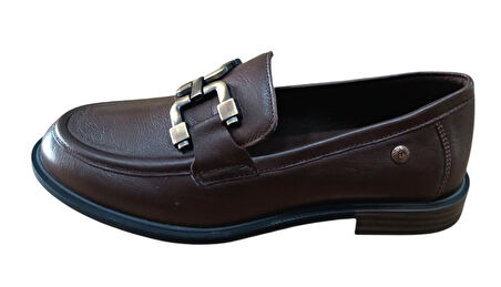 Mammamia D25ka-3415 Kadın Hakiki Deri Kısa Topuklu Günlük Casual Ayakkabı Kahve