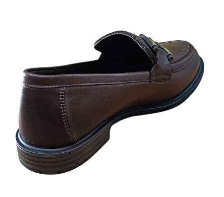 Mammamia D25ka-3415 Kadın Hakiki Deri Kısa Topuklu Günlük Casual Ayakkabı Kahve