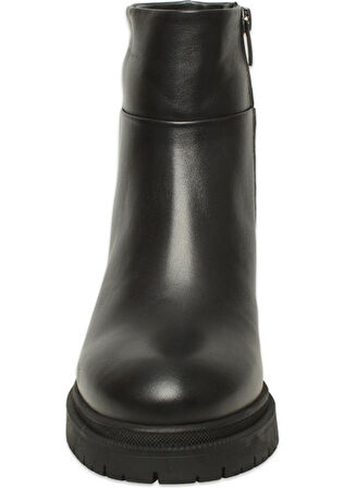 Mammamia D25kb - 8470 - B Kadın Hakiki Deri Günlük Topuklu Bot Siyah