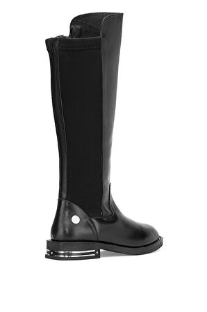 MAMMAMİA D25KC -2365 DÜZ TOPUK STREÇ DETAY DERİ KADIN ÇİZME