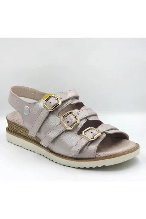 MAMMAMİA D24YS-5490 SİMLİ DOLGU TOKALI DERİ KADIN SANDALET