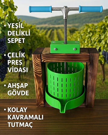 Hitit Manuel 4.5 Litre Mini Çevirme Kollu Pres Meyve Sıkacağı