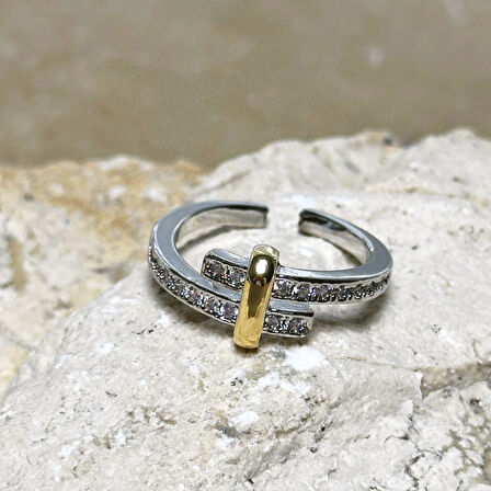 Silver Gold Sarmalı Harman Yüzük