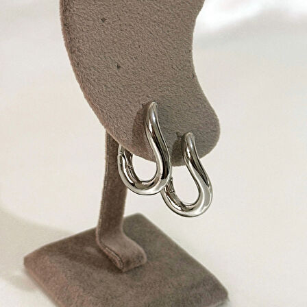 Kıvrımlı Şık Çelik Silver Küpe
