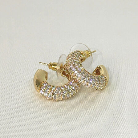 VIP Halka Zirkon Gold Küpe