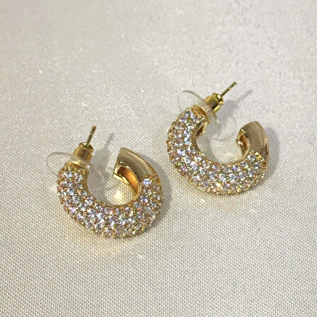 VIP Halka Zirkon Gold Küpe