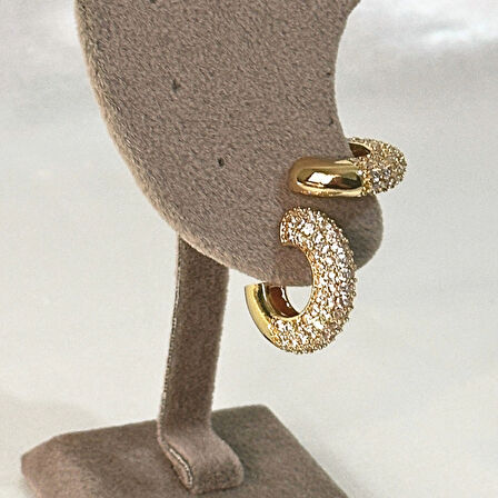 VIP Halka Zirkon Gold Küpe