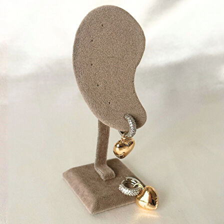 Balon Kalpli Zirkon Gold-Silver Küpe