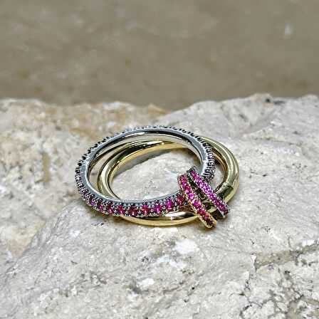 2'li Gold-Pembe Yüzük