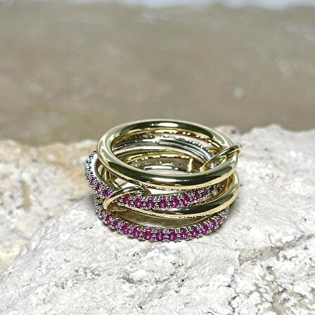 4'lü Gold-Pembe Yüzük