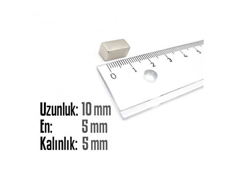 Neodyum Mıknatıs Köşeli  10x5mm , Kalınlık 5 mm (10 Adet)