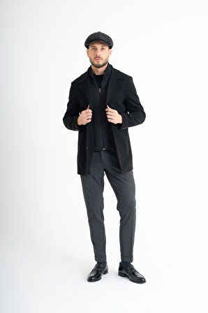 Hakim Yaka Kaşe Kaban - Siyah 54