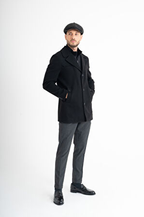 Hakim Yaka Kaşe Kaban - Siyah 54