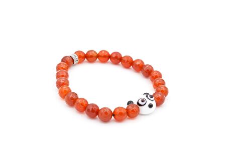 PANDA TASARIM FASET KESİM DOĞAL KIRMIZI AKİK BİLEKLİK 003