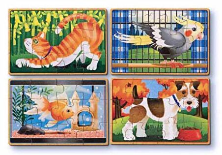 Evcil Hayvanlar 3+ Yaş Büyük Boy Puzzle 4x12 Parça