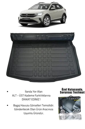 Sahler Volkswagen Taigo 2021+ Uyumlu 4.5d Premium Havuzlu Paspas ve Liner Marka 3D ÜST Bagaj Havuzu