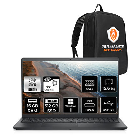 Dell Inspiron 15 3530 i7 1355U 16GB 512GB SSD 15.6'' FHD 60Hz IPS W11H Dizüstü Laptop & PER4 ÇANTA