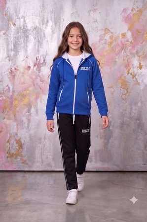 Kız Çocuk Atheletic Reglan Kol Kapüşonlu Düz Paça Dalgıç Kumaş Eşofman Takımı ESF7018