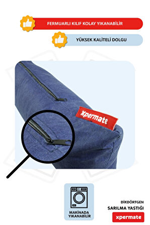 XPERMATE Sarılma Yastığı , Uyku Yastığı , Bacak Arası Yastığı Dikdörtgen 150x25 cm KoyuLacivert