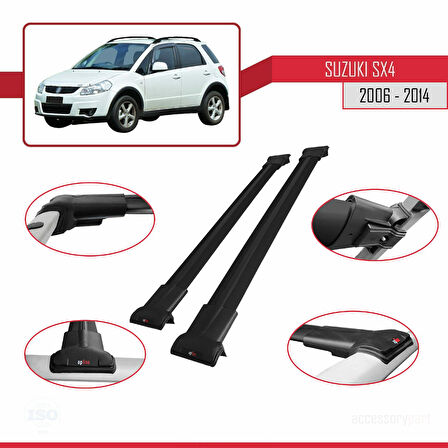 Suzuki SX4 II (JY) 2006-2014 Arası ile Uyumlu FLY Model Ara Atkı Tavan Barı Siyah 2 Adet