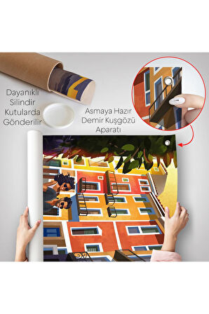 İspanya Cvenca Sokaklarında Motorlu Aşıklar Duvar Örtüsü-7726