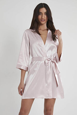 Pierre Cardin Saten Kısa Tek Sabahlık 1010 Pudra