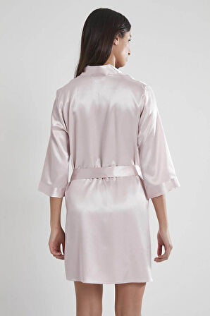 Pierre Cardin Saten Kısa Tek Sabahlık 1010 Pudra