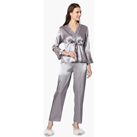 Pierre Cardin 6'lı Uzun Gecelik Sabahlık Set 6025 Royal Renk