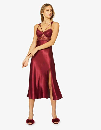 Pierre Cardin 6'lı Bordo Uzun Gecelik Sabahlık Set 6025