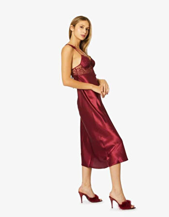Pierre Cardin 6'lı Bordo Uzun Gecelik Sabahlık Set 6025