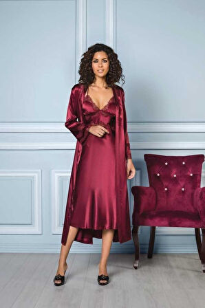 Pierre Cardin Bordo Altılı Çeyiz Gecelik Sabahlık Set 6960