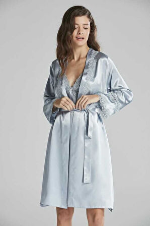 Pierre Cardin 6965 Altılı Saten Gecelik Sabahlık Takımı Mist