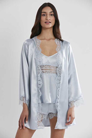 Pierre Cardin Saten Mist 3lü Kimono Şort Takımı 2490 
