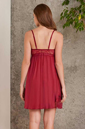 Pierre Cardin Penye Dantelli Gecelik Sabahlık Takım 4010 Bordo