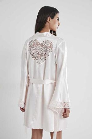 Pierre Cardin Midi Dantel Sabahlık Gecelik Set 4090 İnci