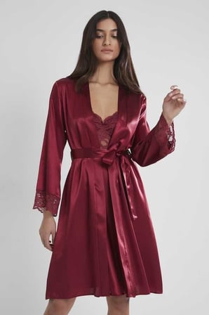 Pierre Cardin Bordo Sütyen Kaplı Sabahlık Gecelik Set 4265
