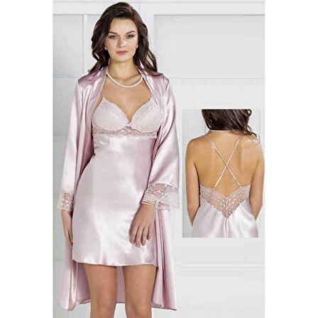 4370 Saten Gecelik Sabahlık Takım PC4370