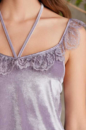 Pierre Cardin Dantelli Kadife Tulum Sabahlık Takım 4800 Royal
