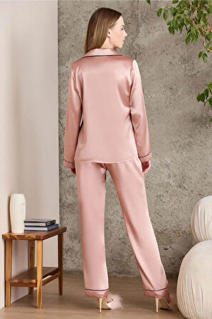 Pierre Cardin Saten Biyeli Pijama Takımı 1200 Brandy