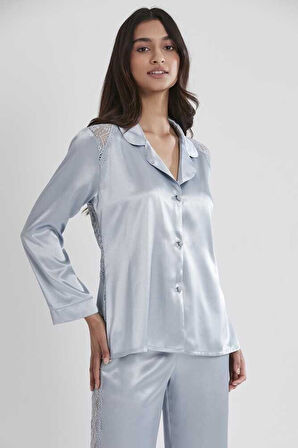 Pierre Cardin Mist Kadın Sırtı Dantel Saten Pijama Takımı 1438
