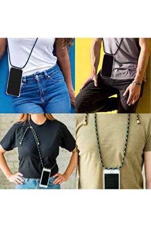 Xiaomi Redmi K30 Şeffaf Köşe Korumalı İpli Kılıf Boyuna Asmalı Askılı İp