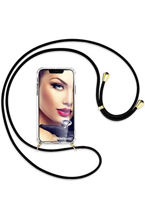 Huawei P40 Şeffaf Köşe Korumalı İpli Kılıf Boyuna Asmalı Askılı İp